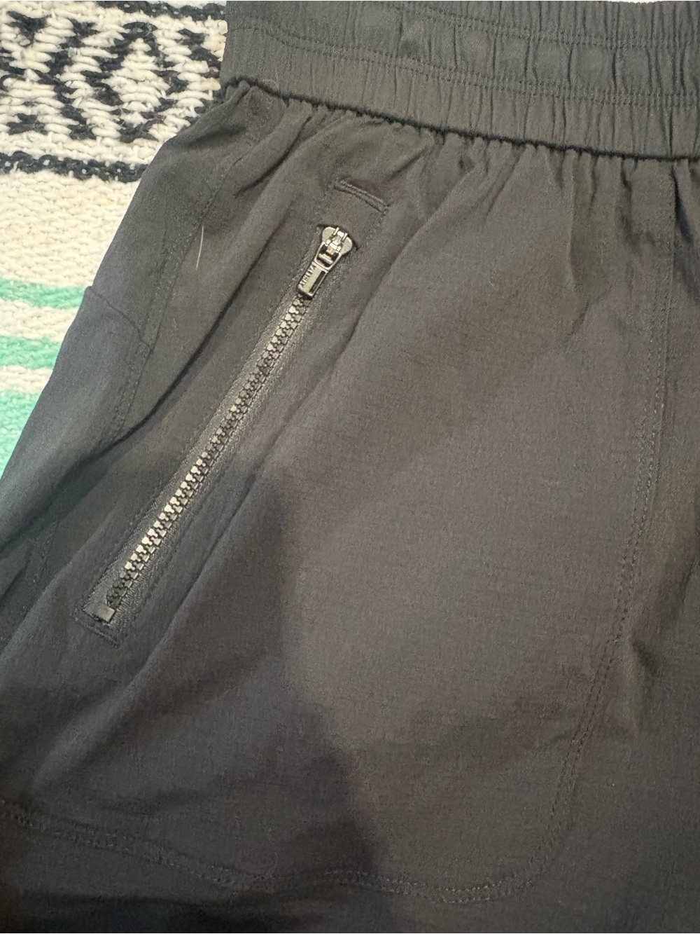 Athleta Black Women's Zip-Pocket Drawstring Athletic Shorts - Picture 2 of 6